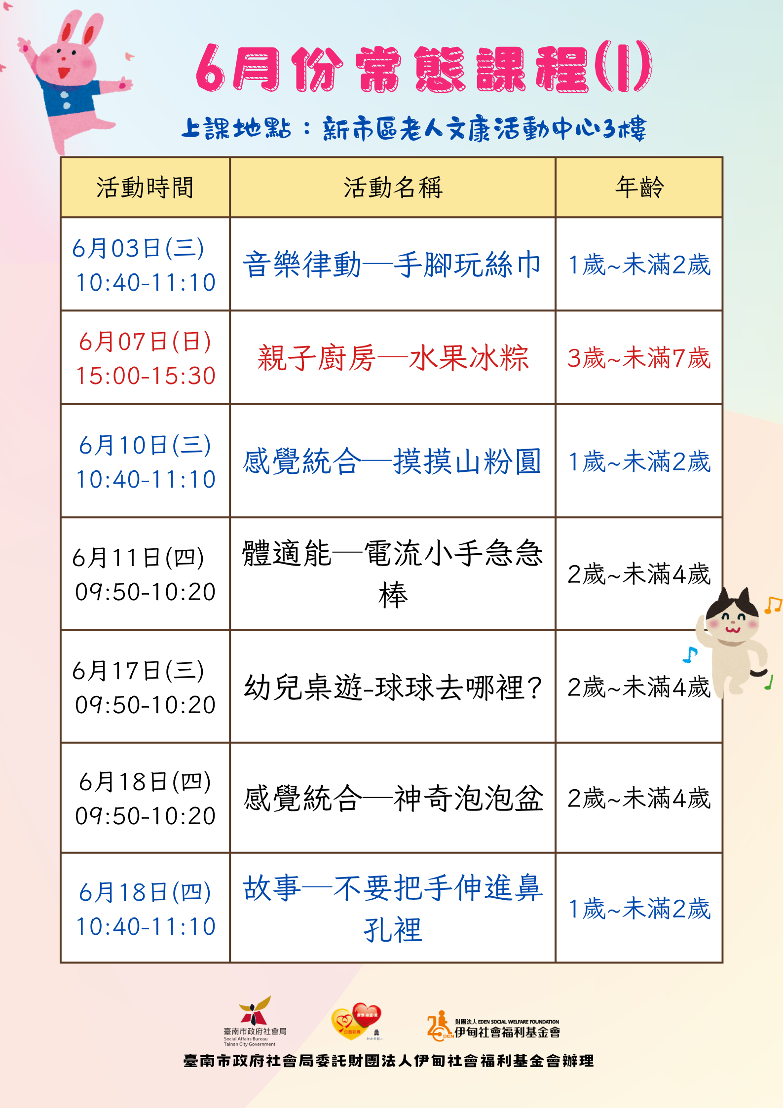 新市親子館6月份活動公告圖片