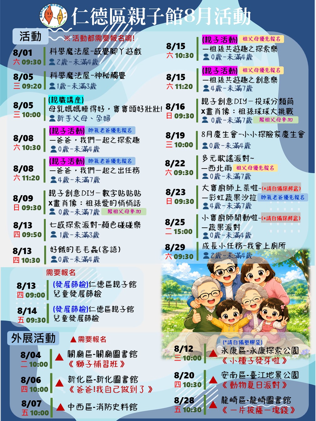 仁德區親子悠遊館-8月活動行事曆圖片